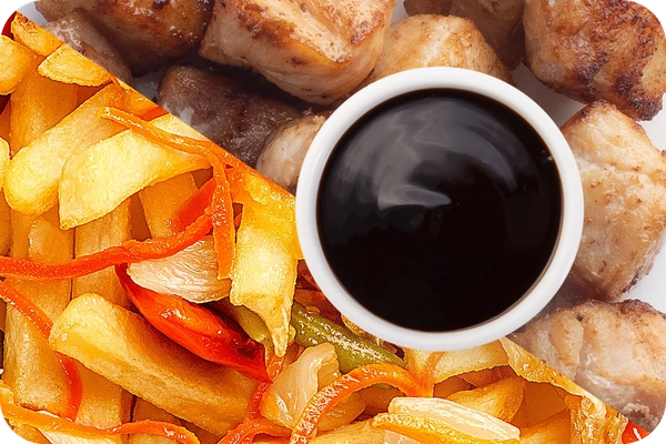 Заказать "Картофель фри (овощи) + Курица + Соус Терияки" с доставкой в Нагаево от ресторана Farfor Картофель фри (овощи) + Курица + Соус Терияки
