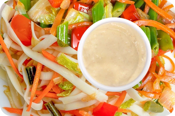 Лапша удон (овощи) + Овощи + Соус сливочный Кимчи (острый)
