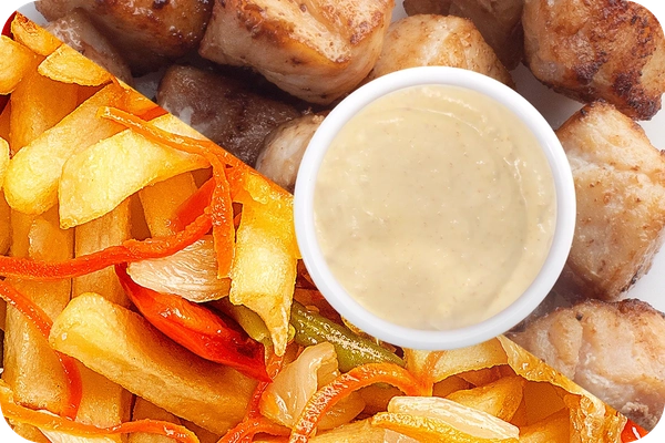 Заказать "Картофель фри (овощи) + Курица + Соус сливочный Кимчи (острый)" с доставкой в Нагаево от ресторана Farfor Картофель фри (овощи) + Курица + Соус сливочный Кимчи (острый)