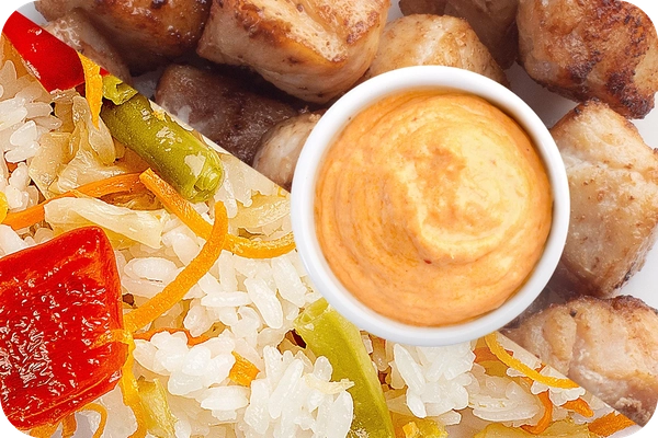 Заказать "Рис (овощи) + Курица + Сливочный Том-ям (острый)" с доставкой в Мелеузе от ресторана Farfor Рис (овощи) + Курица + Сливочный Том-ям (острый)